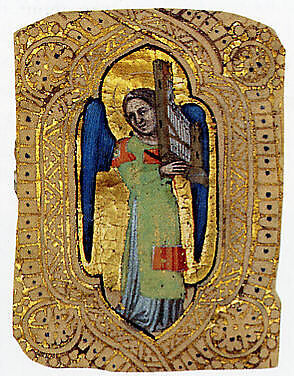 Angel with Portative Organ, Cristoforo Cortese (Italian, Venice, active ca. 1390, died before 1445), Tempera and gold on parchment 