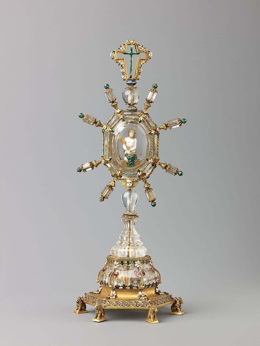 Reliquary(?), probably Spanish (late 19th century, perhaps with earlier elements), Gold, enamels, and rock crystal., probably Spanish 