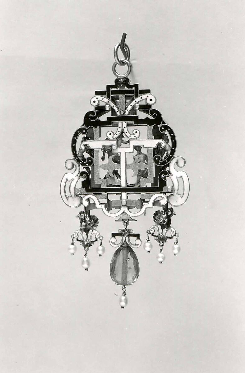 Pendant with the Baptism of Christ, Enameled gold, rubies, amethyst, crystal and pearls., probably Austro-Hungarian (Transylvania?) or German