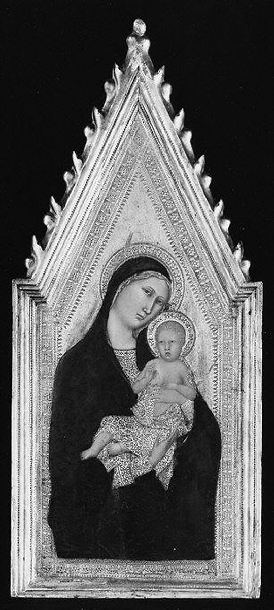 Tabernacle frame, Pine. Gold-orange bole., Italian, Siena