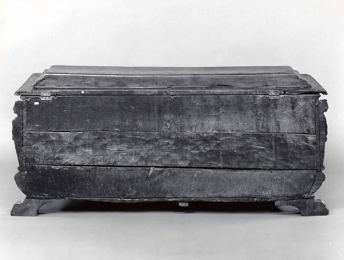 Cassone, Walnut, carved and partially gilded, iron., Italian, Rome