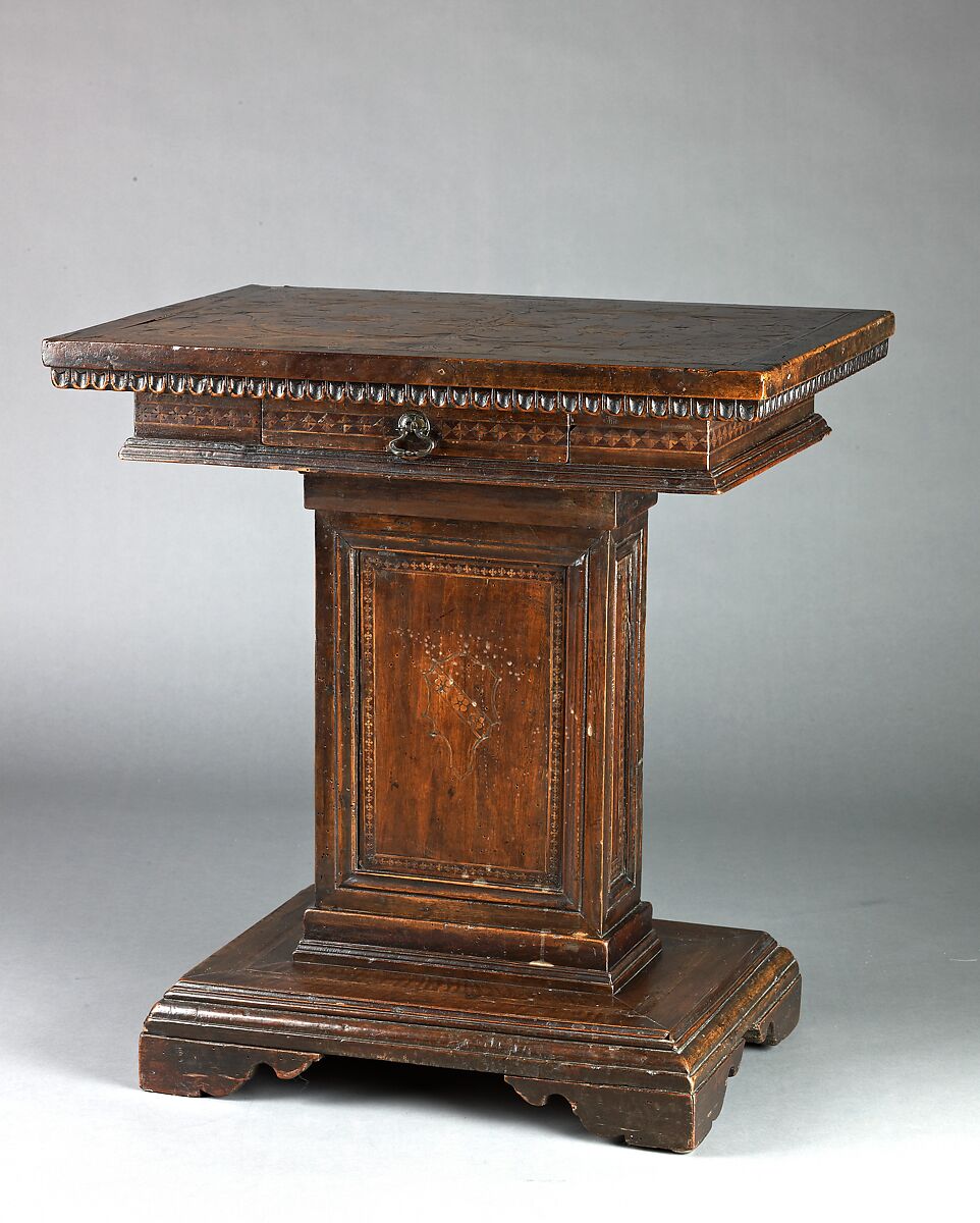 Rectangular table, Walnut, maple, poplar., Italian (?) 