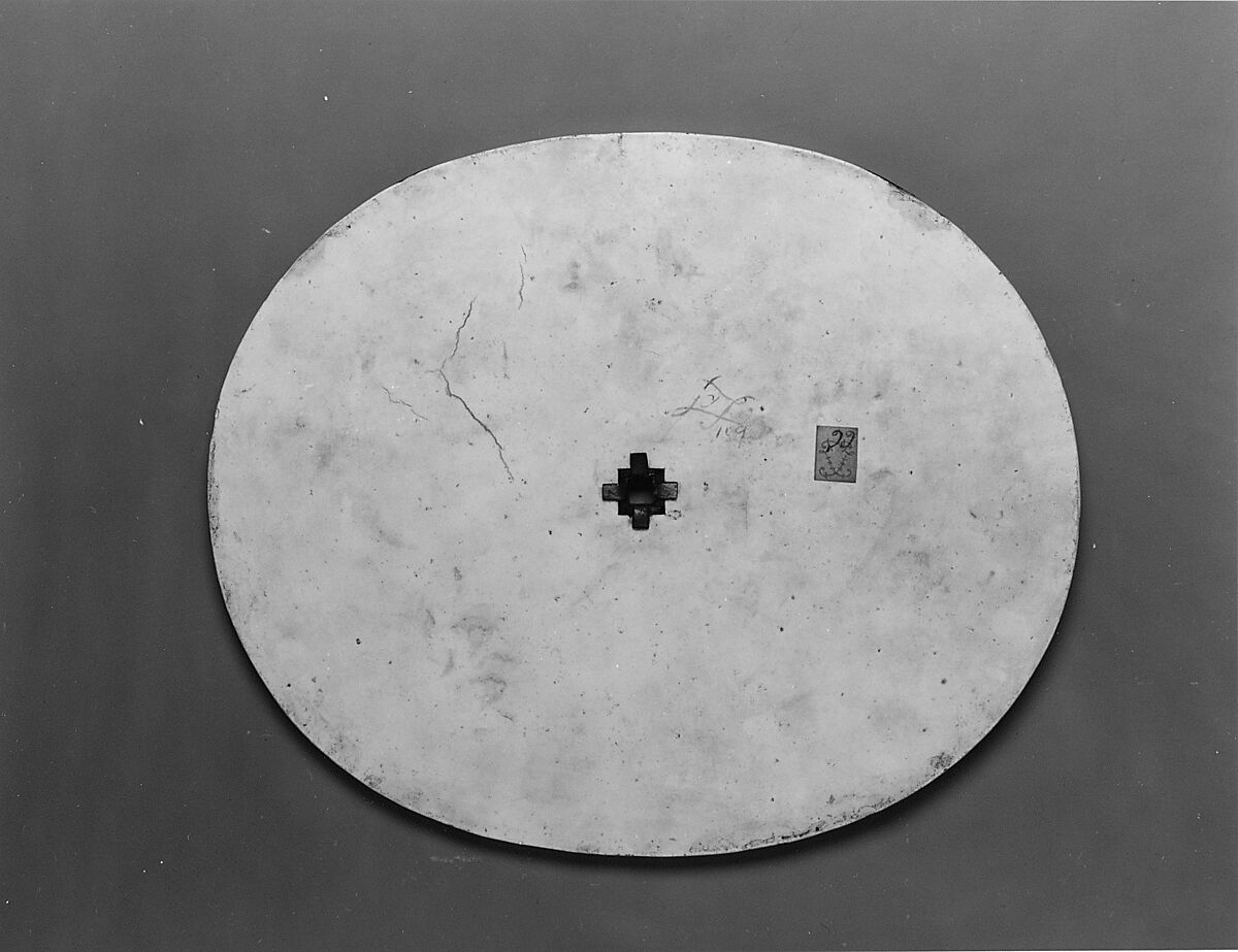 Candlestand and holder (guéridon), Attributed to Martin Carlin (French, near Freiburg im Breisgau ca. 1730–1785 Paris), Oak veneered with tulipwood and amaranth, the marquetry of tulipwood, boxwood, and sycamore.  Legs and hub are of solid amaranth; there is a steel shaft; mounts are of gilt bronze.