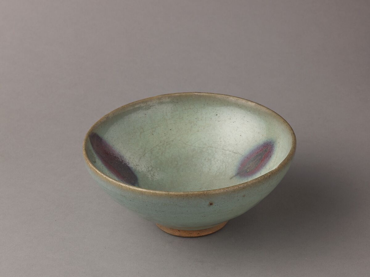 Deep bowl, Chinese  , Jin/Yuan Dynasty, Stoneware with splashed blue glaze., Chinese 