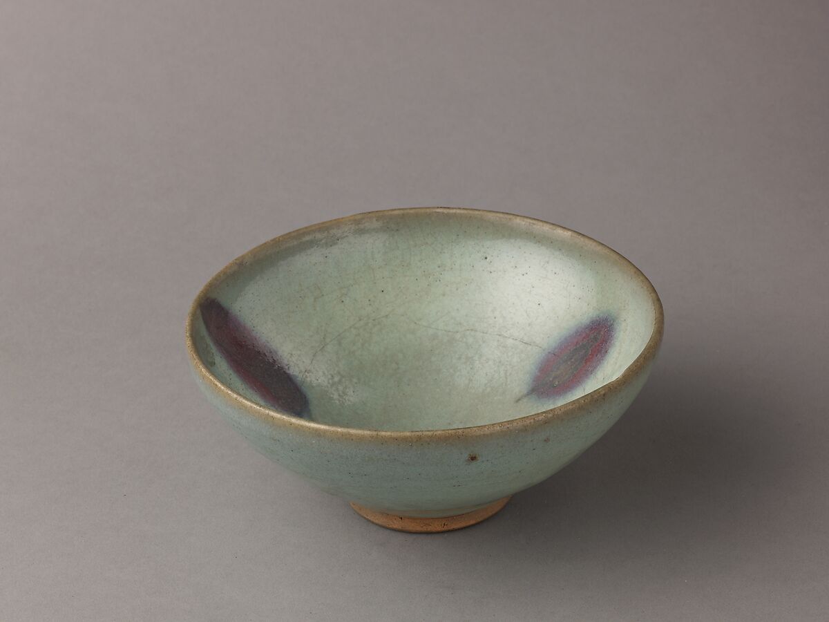 Deep bowl, Chinese  , Jin/Yuan Dynasty, Stoneware with splashed blue glaze., Chinese