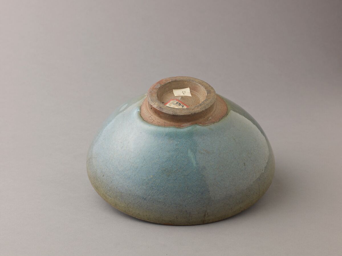 Deep bowl, Jun ware, Chinese  , Jin/Yuan Dynasty, Stoneware with splashed blue glaze., Chinese