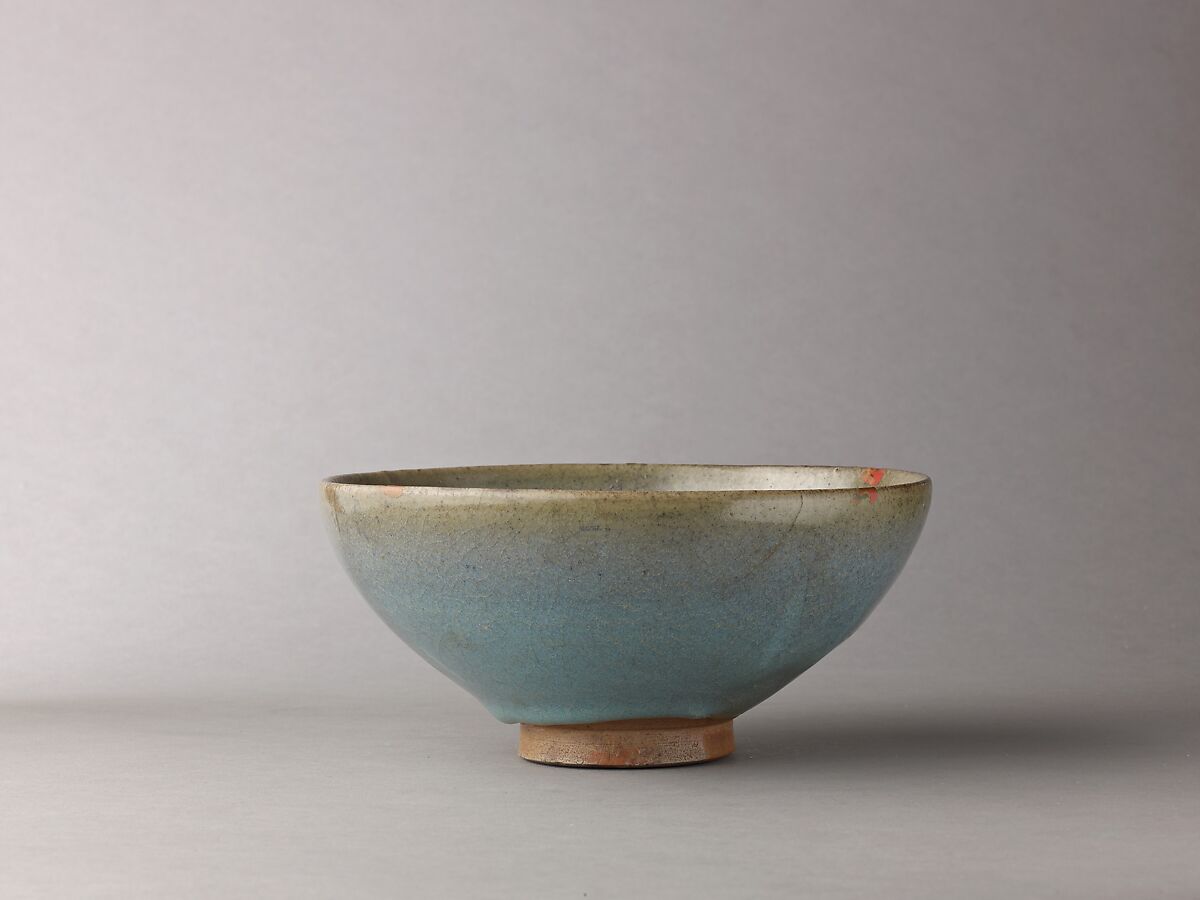 Deep bowl, Jun ware, Chinese  , Jin/Yuan Dynasty, Stoneware with splashed blue glaze., Chinese