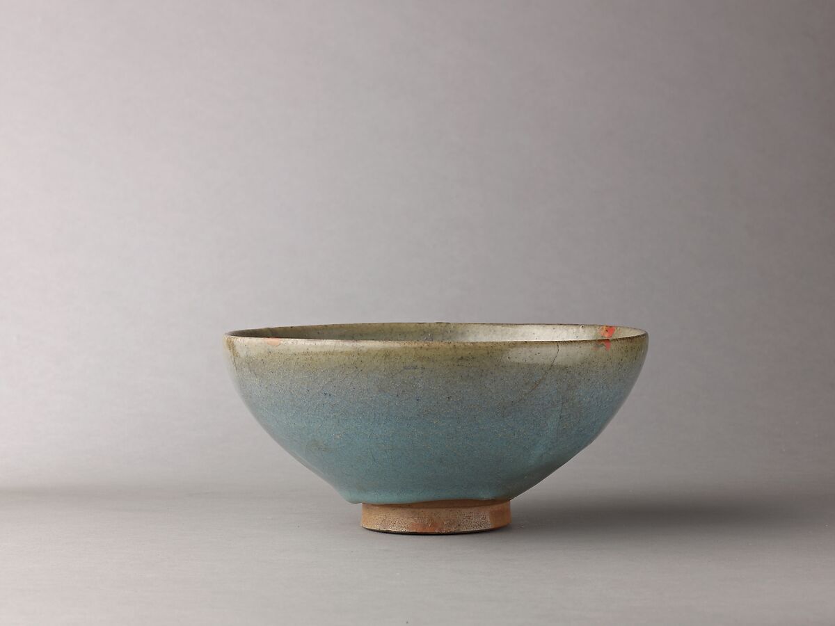 Deep bowl, Jun ware, Chinese  , Jin/Yuan Dynasty, Stoneware with splashed blue glaze., Chinese