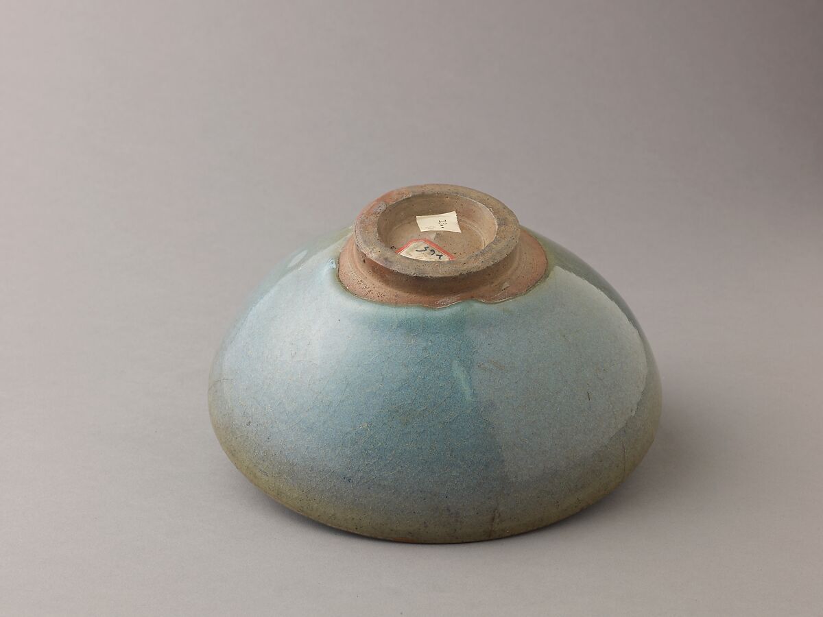 Deep bowl, Jun ware, Chinese  , Jin/Yuan Dynasty, Stoneware with splashed blue glaze., Chinese