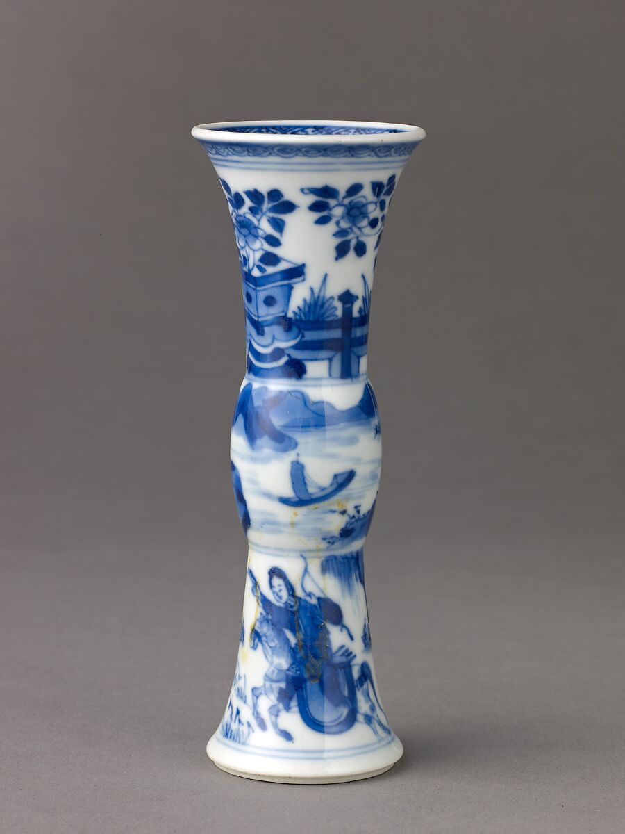 Small vase, Chinese  , Qing Dynasty, Kangxi period, Porcelain painted in underglaze blue., Chinese 