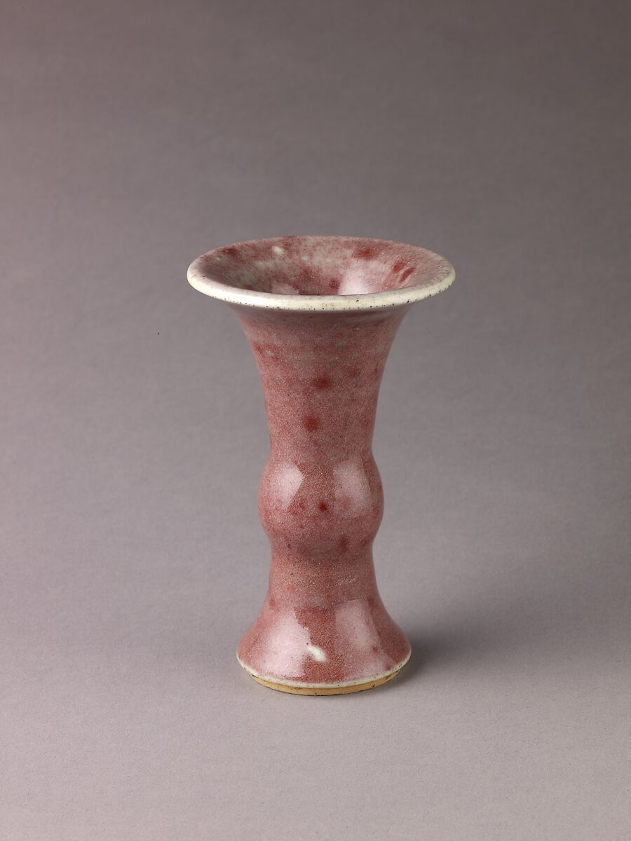 Small vase, Chinese  , Qing Dynasty, Porcelain with peach-bloom-type glaze., Chinese 