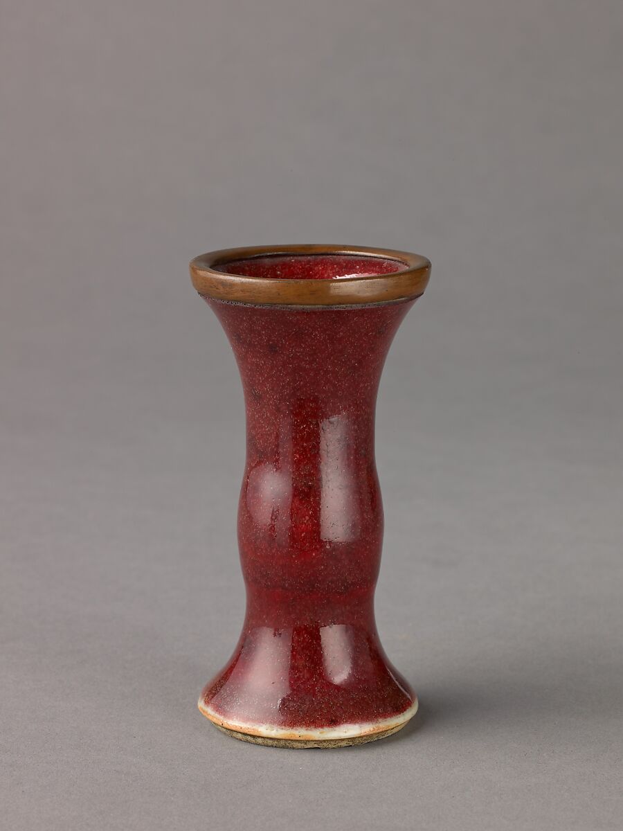 Small vase, Chinese  , Qing Dynasty, Porcelain with dark red glaze., Chinese 