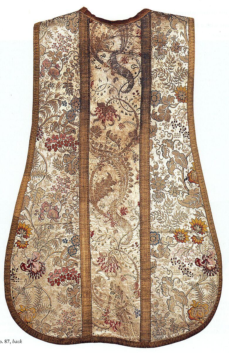 Chasuble, Silk; metal; cotton; hemp, Italian 