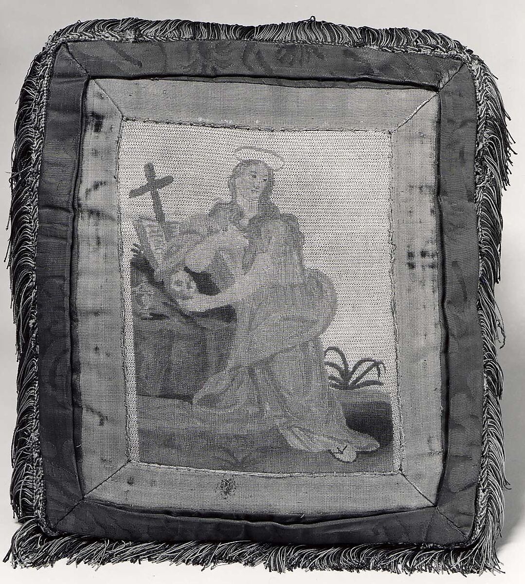 Cushion with Mary Magdalen, Silk; cotton;, Italian 