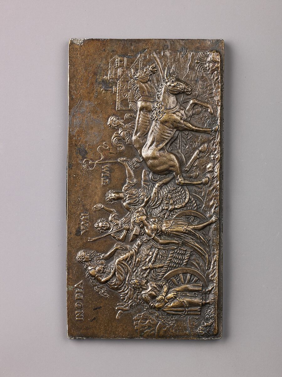 Allegory of the Triumph of Poverty, Copper alloy with a natural brown to green patina; the reverse has remnants of solder., South Netherlandish (Antwerp?) 