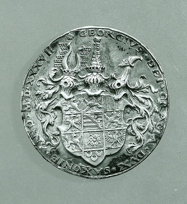 Portrait medal of George the Bearded (duke of Saxony) (obverse); coat of arms (reverse), Attributed to Peter Flötner (German, Thurgau 1485–1546 Nuremberg), Silver