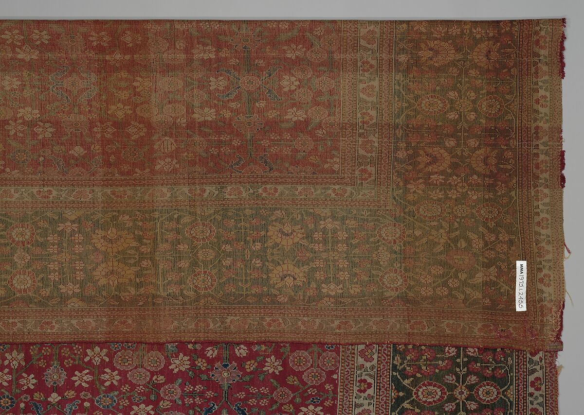 Carpet with a millefleur pattern, Wool (probably pashmina) pile on cotton and silk foundation., Indian, Kashmir