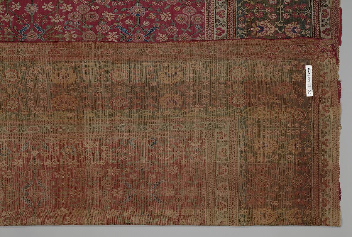 Carpet with a millefleur pattern, Wool (probably pashmina) pile on cotton and silk foundation., Indian, Kashmir