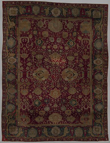 Carpet with vine scroll and palmette pattern