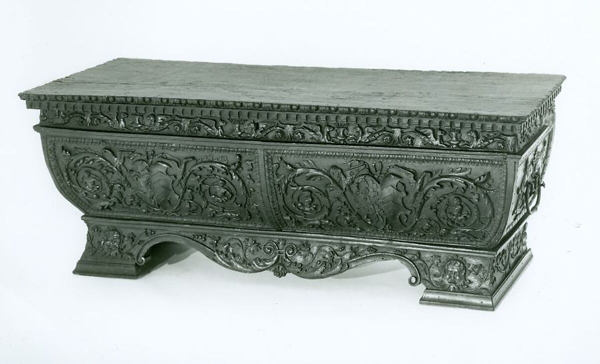 Cassone, Walnut, poplar, wrought iron., North Italian (Venice)