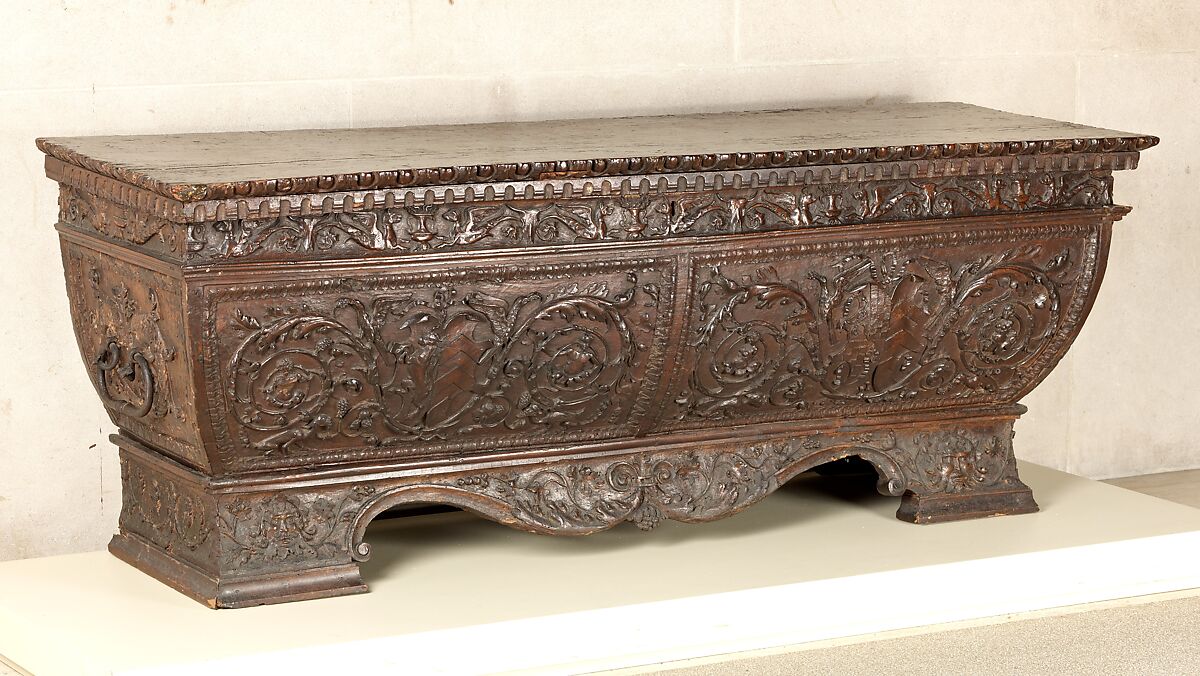 Cassone, Walnut, poplar, wrought iron., North Italian (Venice) 