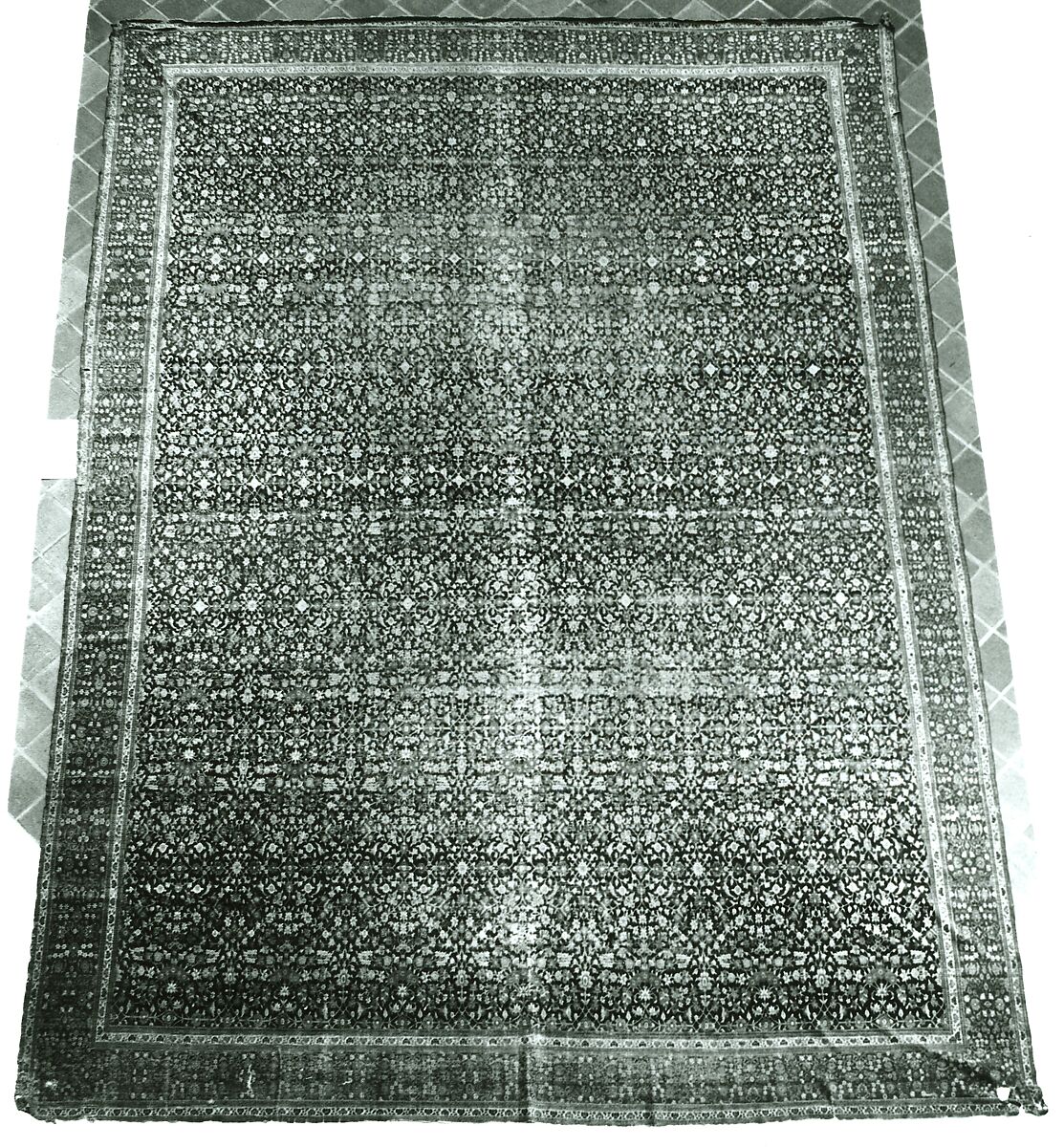 Carpet with a millefleur pattern, Wool (probably pashmina) pile on cotton foundation., Indian, Kashmir
