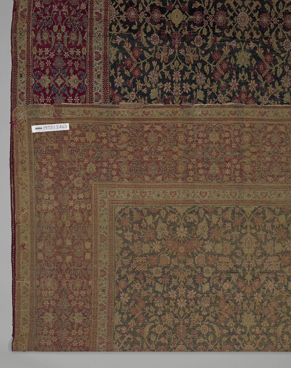 Carpet with a millefleur pattern, Wool (probably pashmina) pile on cotton foundation., Indian, Kashmir