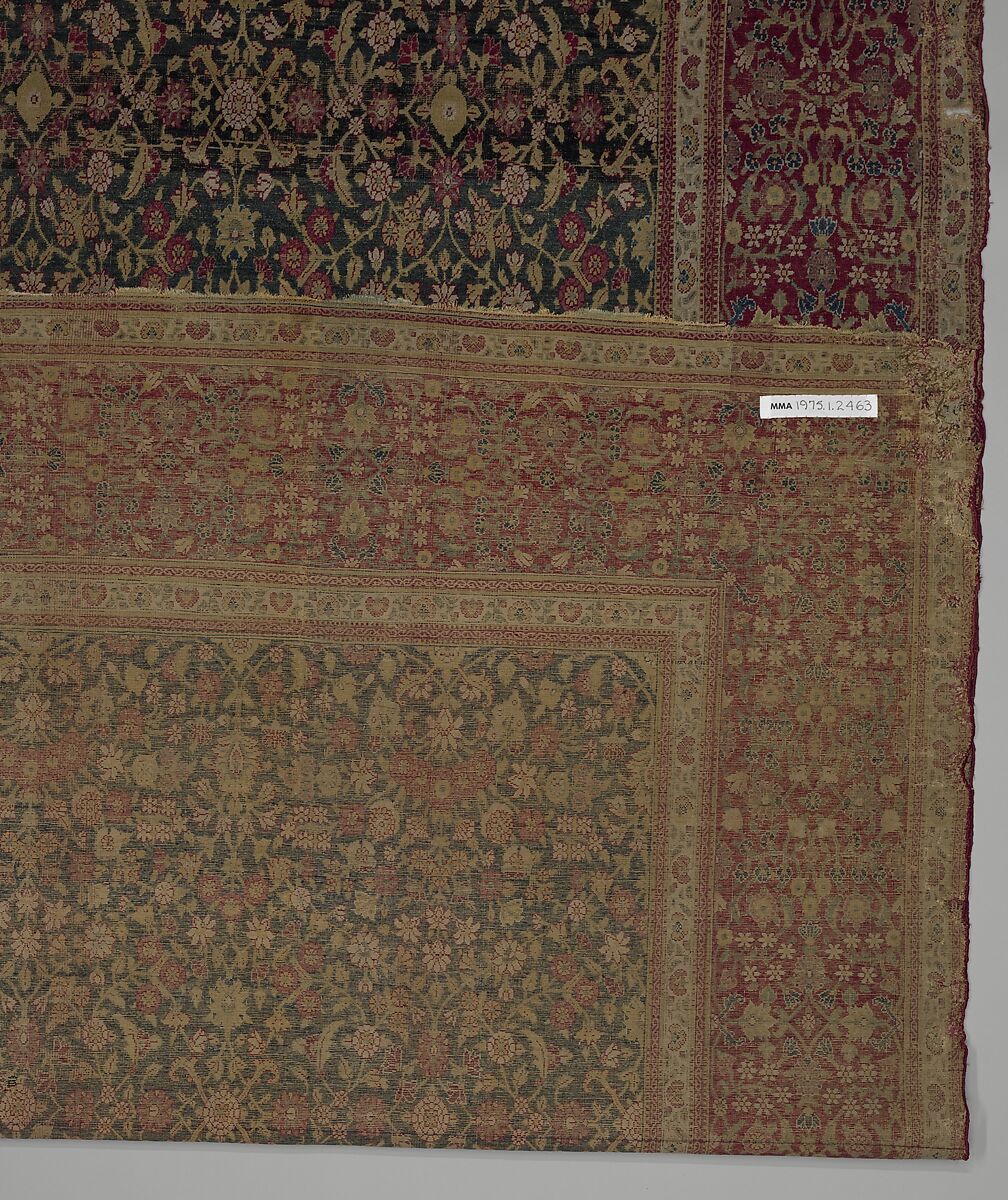 Carpet with a millefleur pattern, Wool (probably pashmina) pile on cotton foundation., Indian, Kashmir