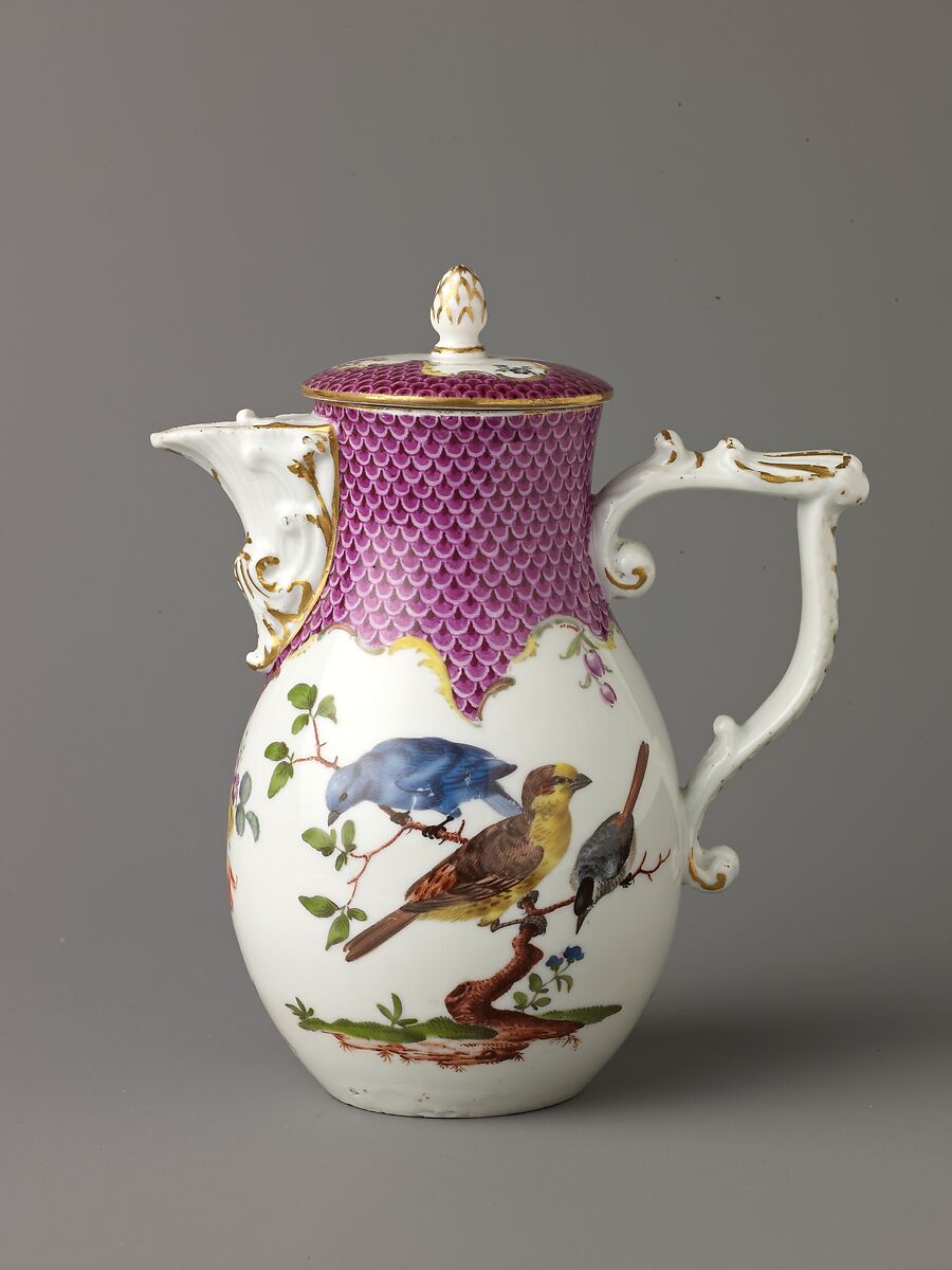 Covered jug, Hard-paste porcelain, German, Meissen 