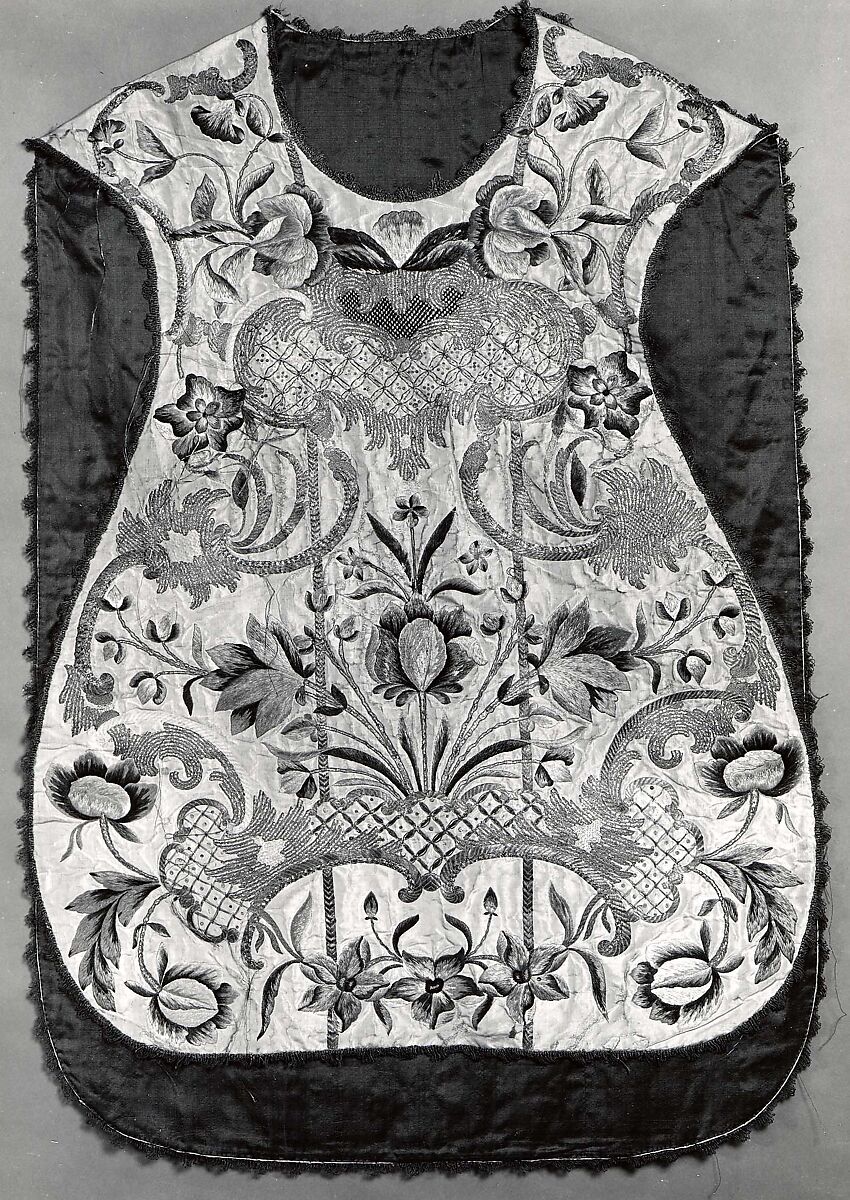 Chasuble, Silk; metal; linen, Italian 