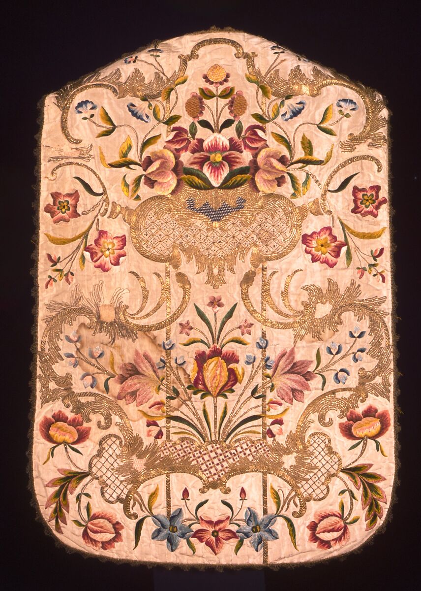Chasuble, Silk; metal; linen, Italian