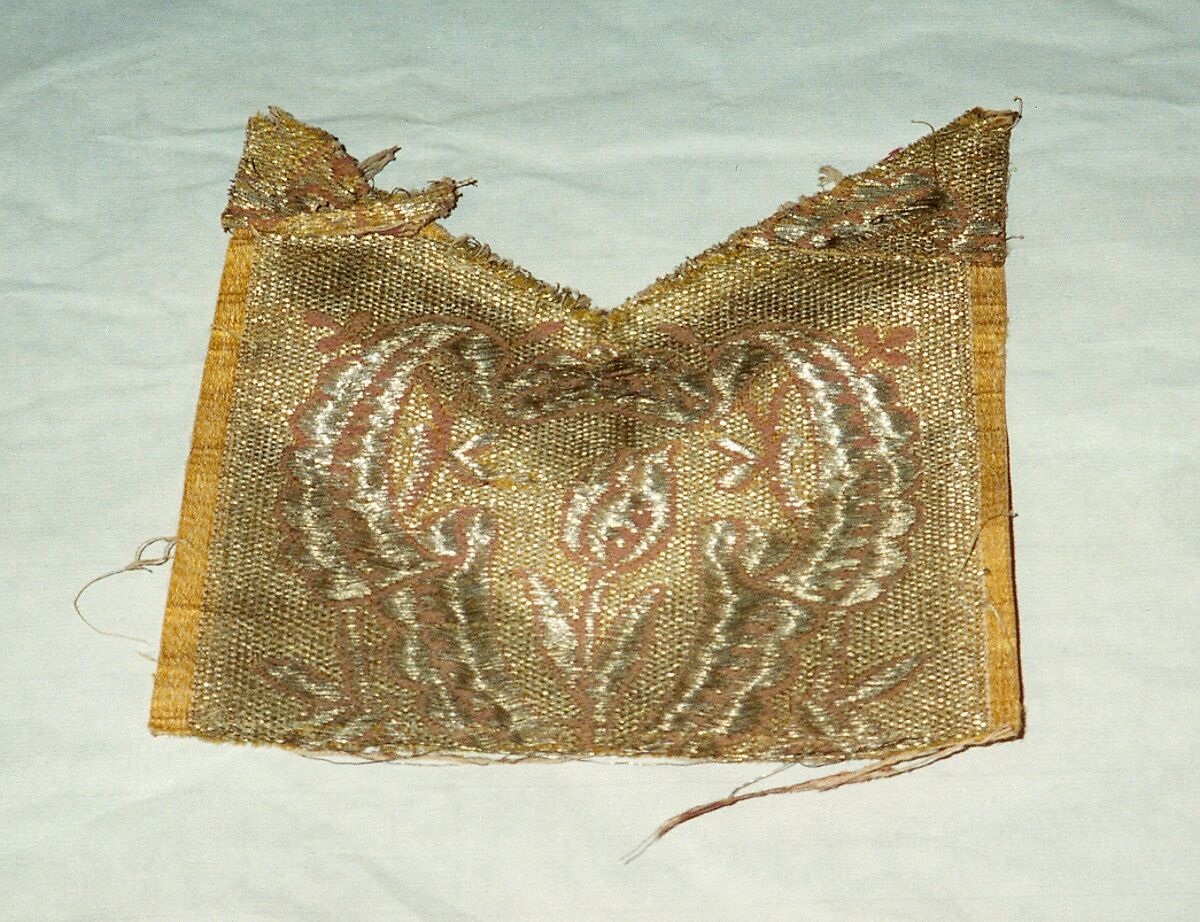 Two Orphrey Sections made into a runner; Top of an Orphrey, cotton; silk; metal, Italian, French, American