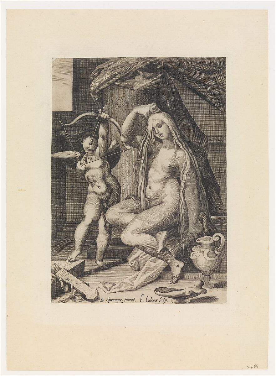 Venus and Cupid, Sadeler, after Bartholomeus Spranger (Netherlandish, Antwerp 1546–1611 Prague), Engraving 