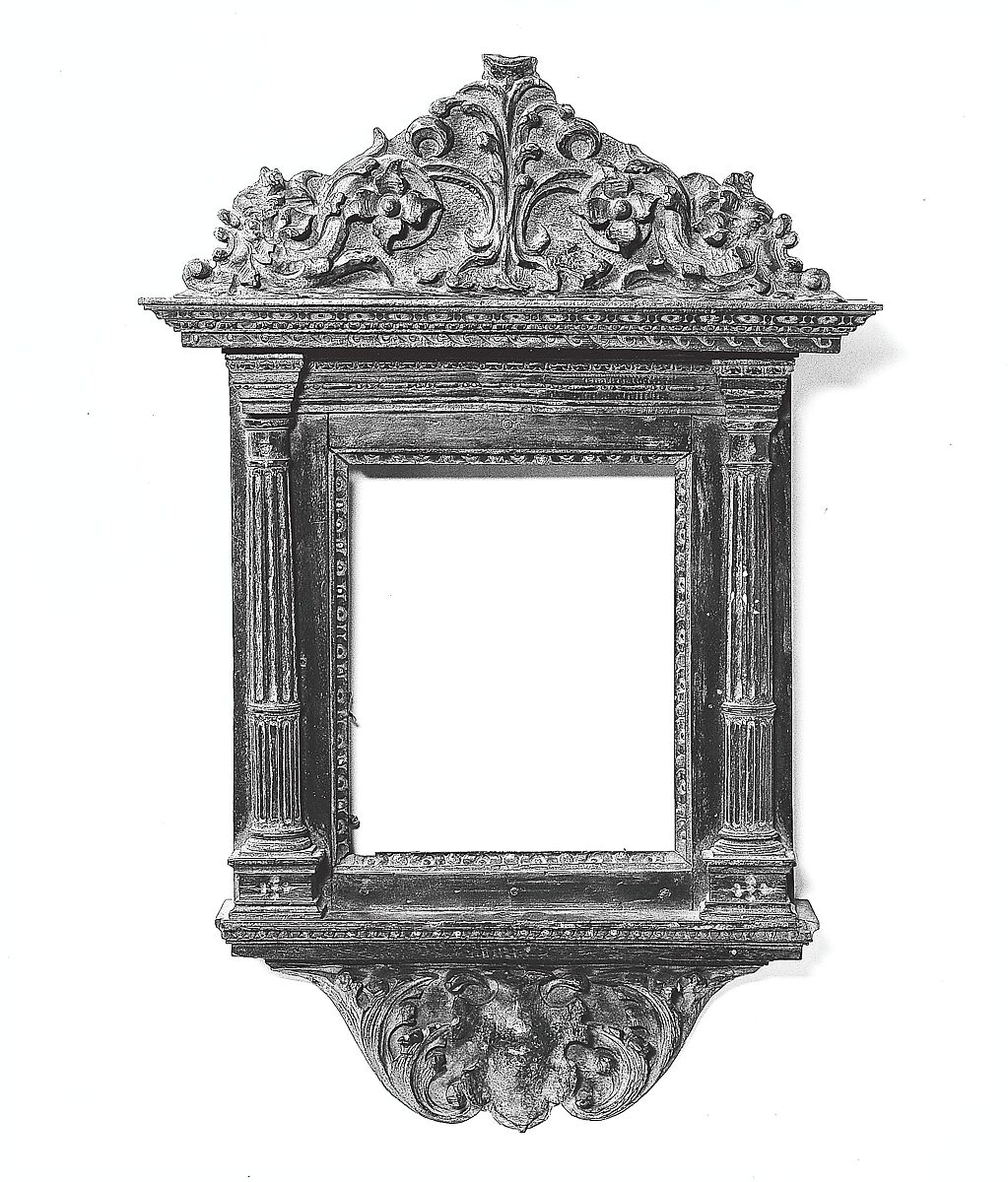 Tabernacle frame, Poplar back frame with walnut upper moldings., Italian, Tuscany 