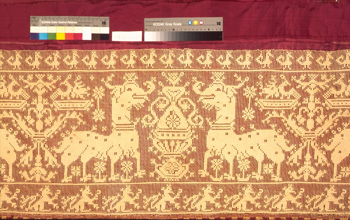 Valance or frontal, Linen; silk, Italian