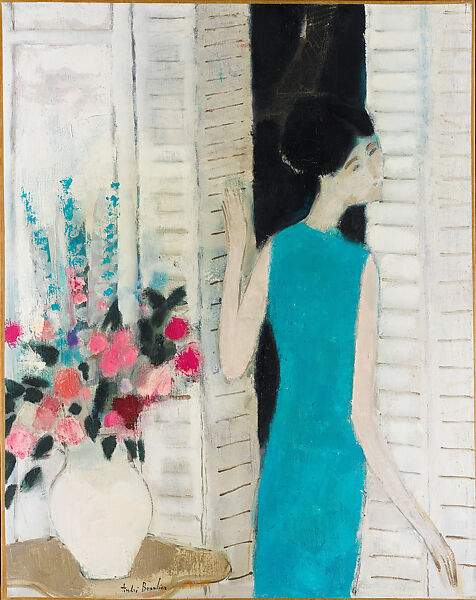 Woman with a Bouquet (Femme au bouquet), André Brasilier (French, 1929), Oil on canvas 