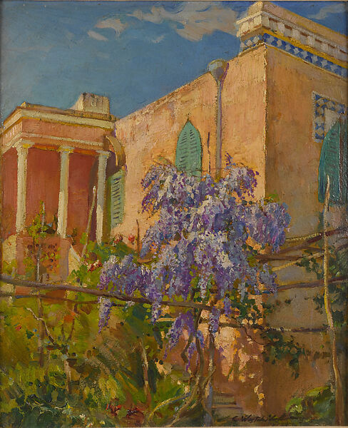 A House with Flowering Trees along the Amalfi Coast of Italy, Constantin Alexandrovitch Westchiloff (Russian, St. Petersburg 1877–1945 New York State), Oil on canvas (?) 
