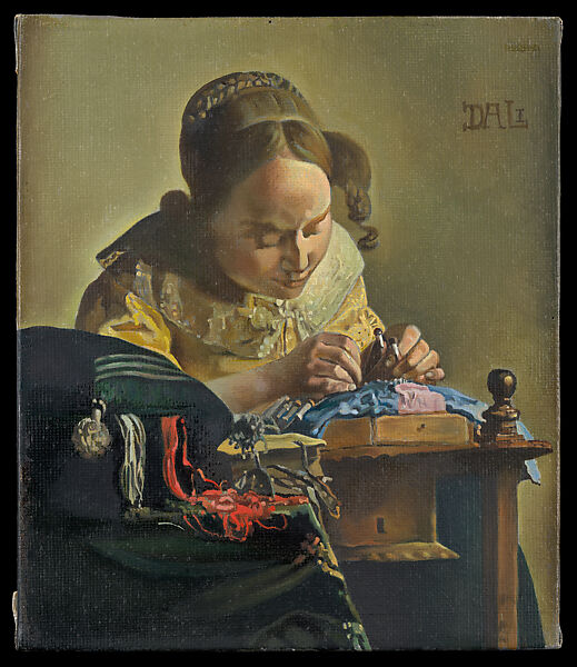 The Lacemaker (after Vermeer), Salvador Dalí (Spanish, Figueres 1904–1989 Figueres), Oil on canvas 
