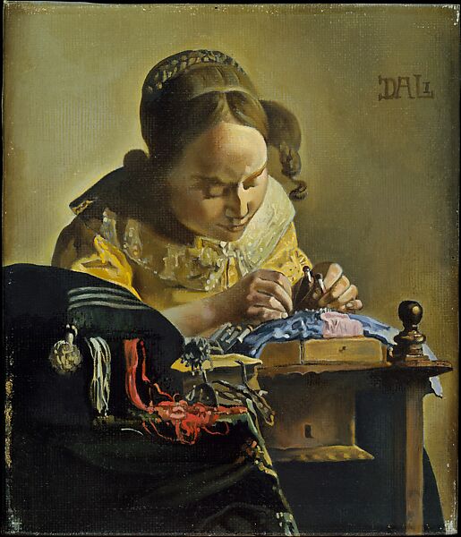 The Lacemaker (after Vermeer), Salvador Dalí (Spanish, Figueres 1904–1989 Figueres), Oil on canvas 