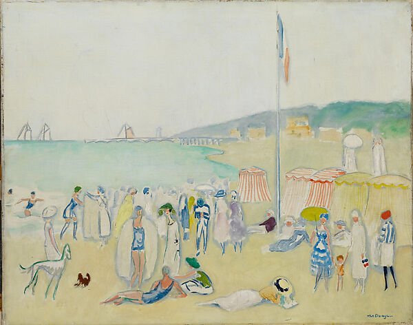 The Beach at Deauville, Kees van Dongen (Dutch, Delfshaven, The Netherlands 1877–1968 Monte Carlo), Oil on canvas 
