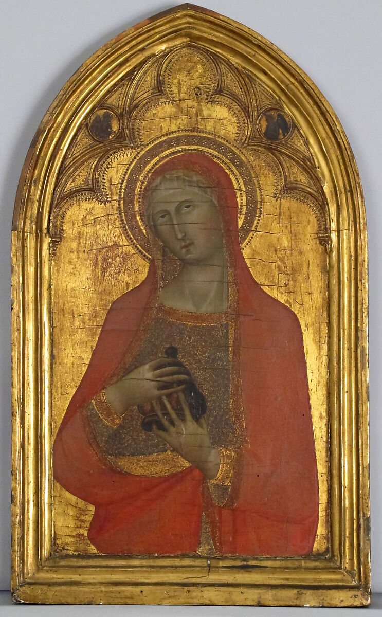 Engaged molding on a polyptych panel, Poplar. Gilt; deep brown-orange bole., Italian, Siena