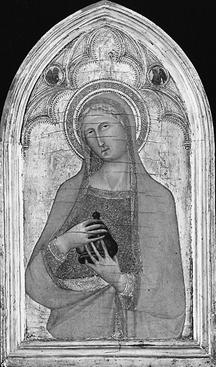 Engaged molding on a polyptych panel, Poplar. Gilt; deep brown-orange bole. , Italian, Siena