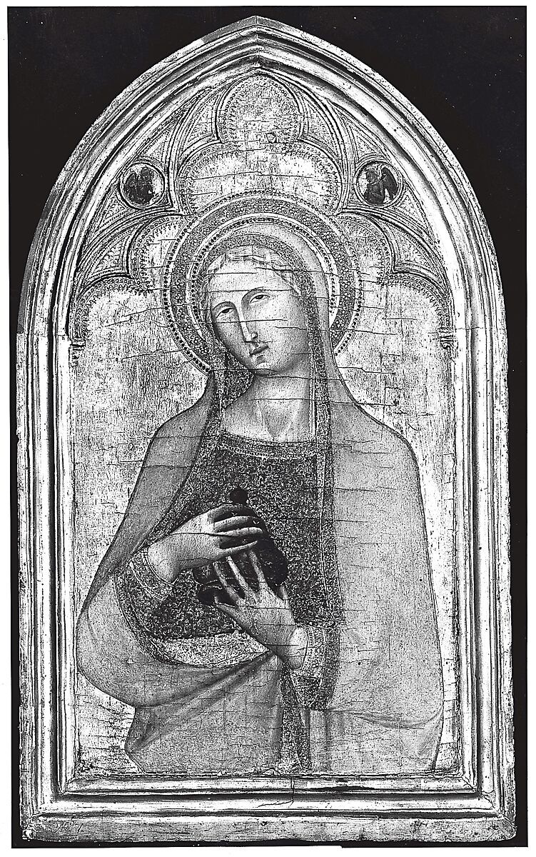 Engaged molding on a polyptych panel, Poplar. Gilt; deep brown-orange bole. , Italian, Siena