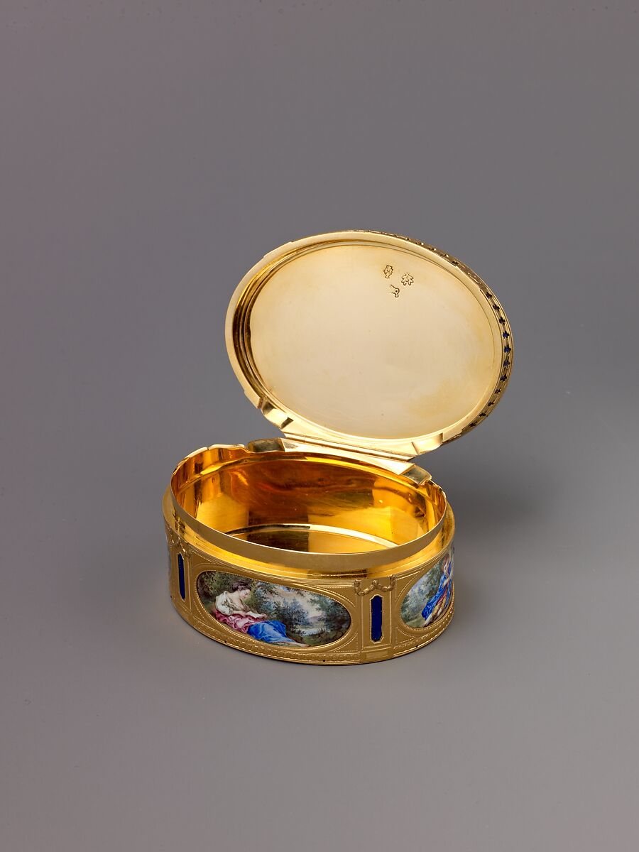 Snuffbox with Pastoral Scenes, Jean Marie Tiron (called Tiron de Nanteuil) (French, active 1748–73, died 1793 (?)), Gold and enamel