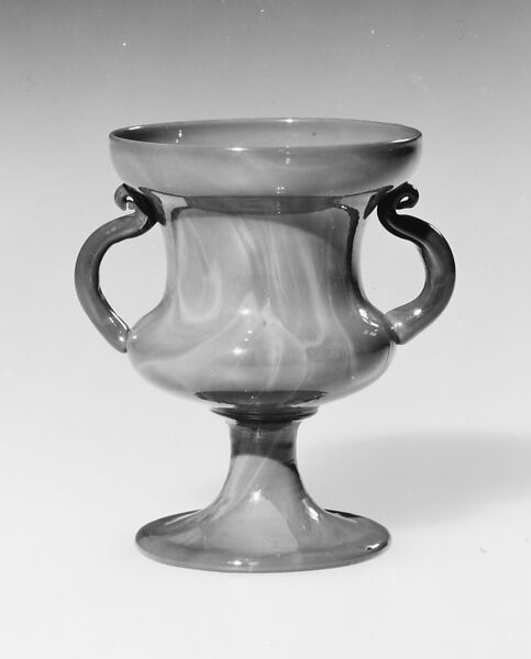 Vase, probably Giuseppe Barovier (Italian, 1853–1942), Translucent amber nonlead glass with multicolored marbling on the exterior. Blown.