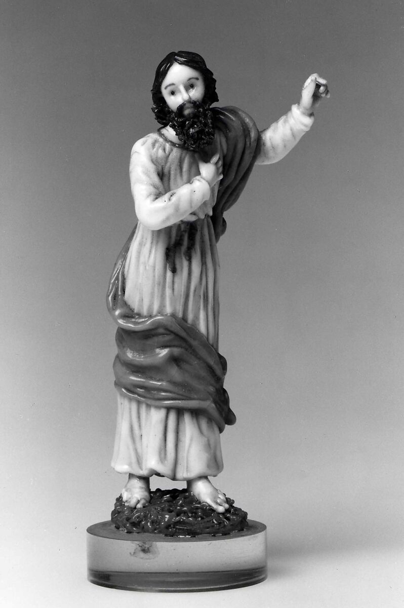 Saint John the Baptist (?), possibly Haly workshop (French, 18th century), Opaque white, blue, pink, brown, green and waxlike colorless glass; copper and iron wire. Lampworked., probably French (Nevers) 