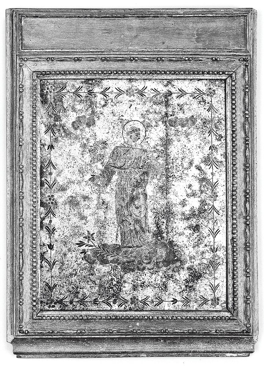 Mirror frame, Pine half-lapped back frame with walnut upper moldings., Italian, Venice 