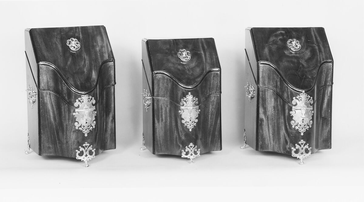 Knife Box, Lewis Fueter (active ca. 1769–75), Mahogany, mahogany veneer, white pine, tulip poplar, American