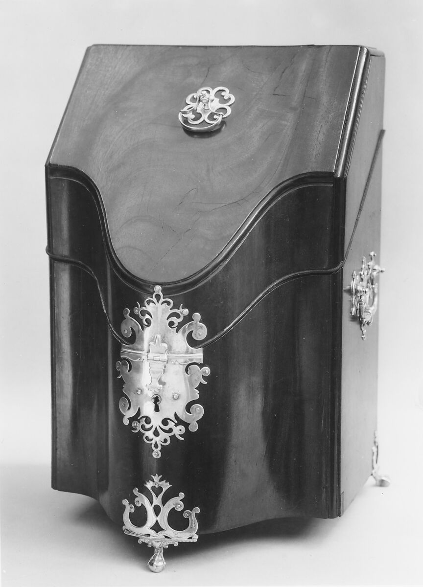 Knife Box, Lewis Fueter (active ca. 1769–75), Mahogany, mahogany veneer, white pine, tulip poplar, American 