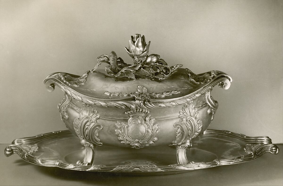 Silver Tureen (a), lid (b) and liner (c) [pair with 1975.1.2561a,b], Etienne-Jacques Marcq (French, born ca. 1705–1781), Silver, cast in several parts and soldered together., French, Paris